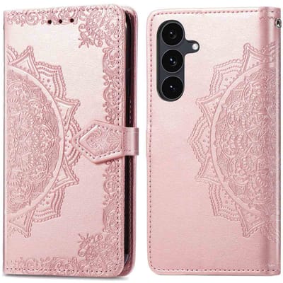 imoshion Hoesje - Geschikt voor Samsung Galaxy S25 FE - Mandala Bookcase - Rosé Goud