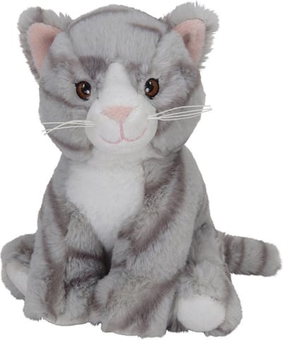 Nature Planet Poes/Kat - grijs - 17 cm - pluche dieren knuffels - katten
