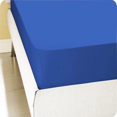Homéé® Hoeslaken Jersey stretch royal blauw 190/200x200/220+ 35cm Lits-jumeaux bed 100% Katoen