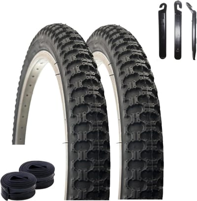 Fietsbanden Set - Banden en binnenbanden - Stadsfiets Onderhoud - Inclusief bandenlichter - 18 Inch - Zwart