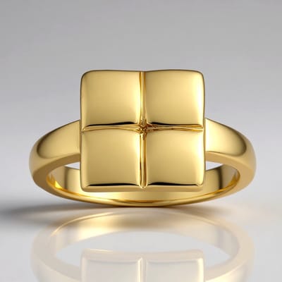 Cavill - Zilveren Ring - 925 Sterling Zilver - Goud Verguld - Minimalistische Elegante Vierkante Glanzende Comfort Ring - Maat 16-21