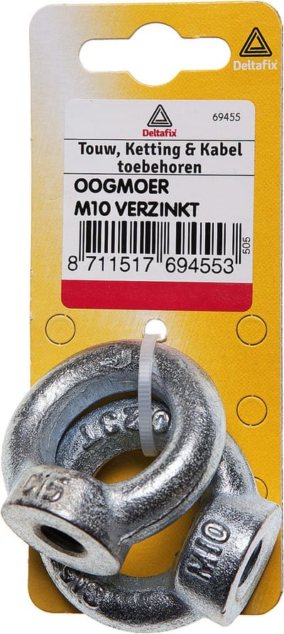 Deltafix oogmoer ringmoer verzinkt m6. 2 stuks.