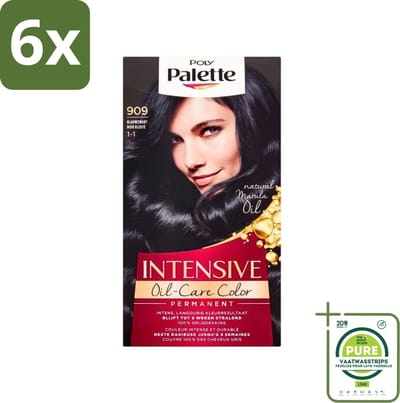 Poly Palette - Haarverf - Blauw Zwart 909 - 115ml - Voordeelverpakking - 6 stuks - Haarverf - Blauwe haarkleur