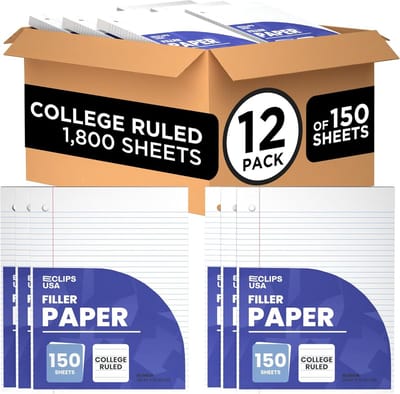 Losbladig College Papier Gelinieerd 1800 Vel Set 26,7 x 20,3 cm