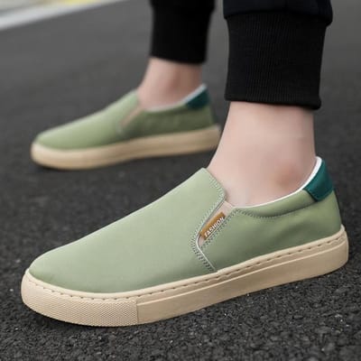 Nouvelles Chaussures en Toile pour Homme Confort Baskets pour Homme Décontractées Plates Mocassins Été Chaussures de Conduite pour Homme Respirantes Chaussures de Marche 48 6.5 vert d’armée