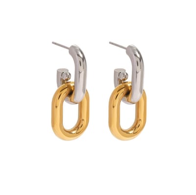 FlowJewels - oorstekers - twee kleurig - stainless steel