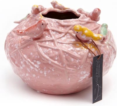 Vaas - Villa Pottery - Decoratie - Woondecoratie - Waterdicht - Porselein - Lieve 1_2 Pink 9 Birds