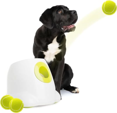 YOR® Ballenwerper Voor Honden - Ballenwerper - Hondenspeelgoed - Met 3 Ballen - Oplaadbaar - ‎ Wit - 38cm x 38cm x 34cm; 3 kg