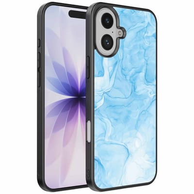 Geschikt voor iPhone 17 Telefoonhoesje met marmer opdruk - TPU backcover case marble design - Lichtblauw - Smartphonica geschikt voor iPhone 17