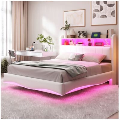 Lit mural - MUVOE - 140x200 - Lin beige - LED - USB Type-C beige