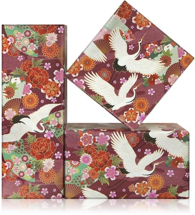 Dailygoods- Cadeaupapier Japanse stijl - Inpakpapier verjaardag - Bruiloft - Babyshower - 4 vellen 50 x 71 cm - Rood/wit patroon
