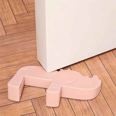 Schattige anti-slip deurstopper in cartoonstijl, flexibele wig voor ramen en deuren, veilig voor baby's en effectief om deuren open te houden (Roze/1 stuk)