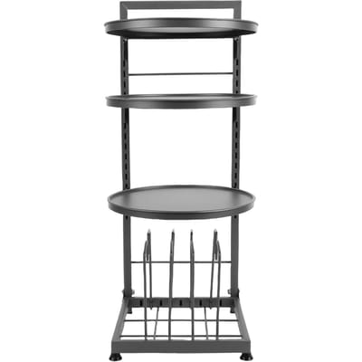 Étagère de Rangement pour Casseroles sous Meuble à 4 Niveaux en Acier au Carbone pour Fruits, Légumes, Condiments gray