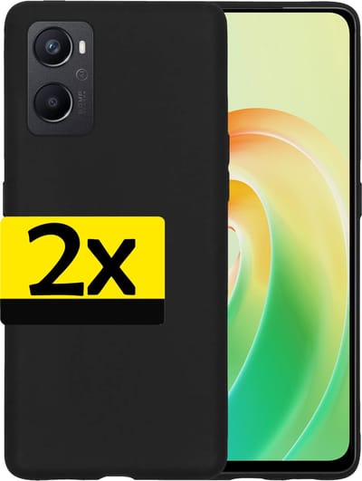 Hoesje - 2 Stuks - Geschikt voor OPPO A76 - Sterk & Shockproof - Case Siliconen - Back Cover - Telefoon Hoes - Telefoonhoesjes - Zwart