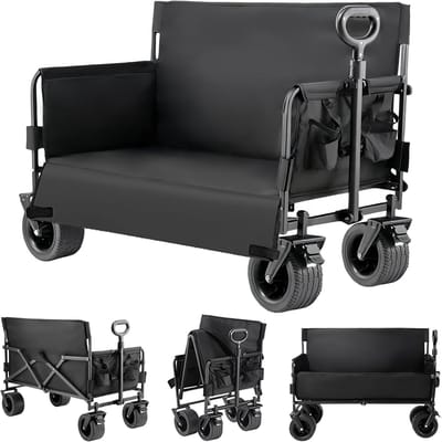 Inklapbare Strandwagen met Grote Wielen - Multifunctionele Transportwagen voor Tuin, Camping en Boodschappen
