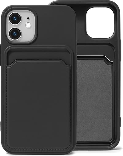 Zwart Pasjeshouder Hoesje geschikt voor iPhone 12 Mini - Kaart TPU Hoesje Backcover