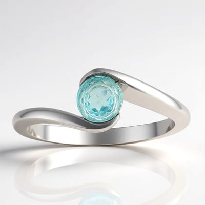 Cavill - Zilveren ring 925 Sterling Zilver met Blauwe Apatiet 0,52 ct - Geplatineerd - Modern Elegante Rond Brilliant Slip - 22x19 mm