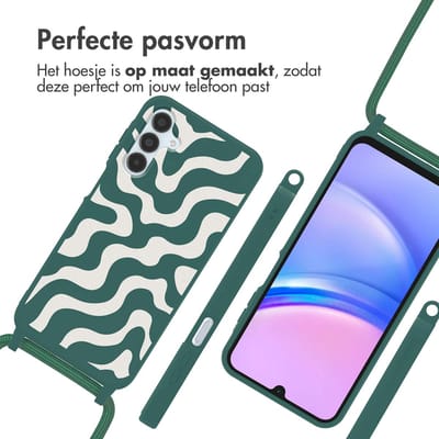 imoshion Hoesje - Geschikt voor Samsung Galaxy A15 (4G) / A15 (5G) - Siliconen design hoesje met koord - Petrol Green Groovy