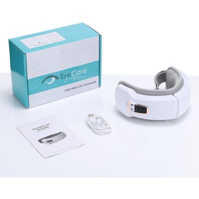 Slim Oogmassageapparaat Vibratie Oogverzorging Massagetool Luchtkussen Hete Kompres Bluetooth Muziek Oog Ontspanning Vermoeidheid Slaapmaskers wit