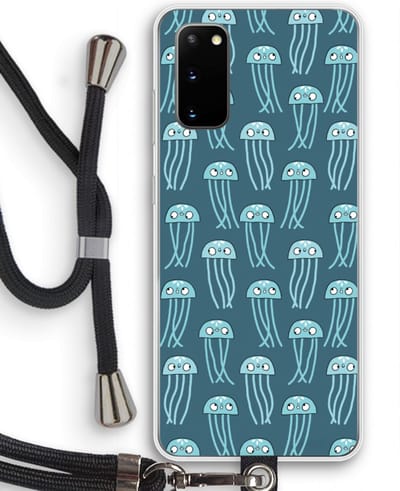 Case Company® - Hoesje met koord geschikt voor Samsung Galaxy S20 hoesje met Koord - Kwallie - Telefoonhoesje met Zwart Koord - Bescherming aan alle Kanten en Over de Schermrand