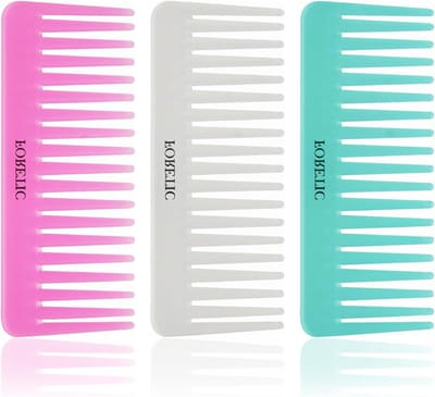 Haarkammen set - Brede tandenkammen - Haar ontklitten - Handgemaakte kwaliteit - 15 cm - Roze wit