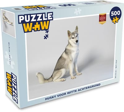 Puzzel Husky voor witte achtergrond - Legpuzzel - Puzzel 500 stukjes