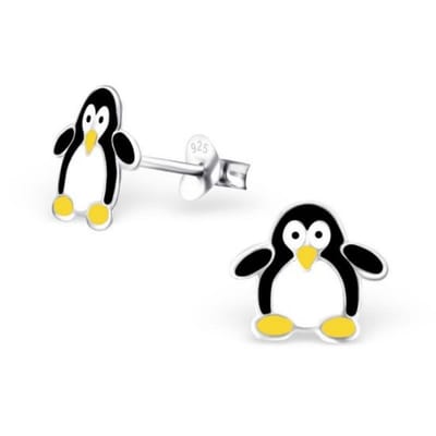 zilveren pinguin kinderoorbellen | oorbellen Meisje Zilver | Zilverana | Sterling 925 Silver
