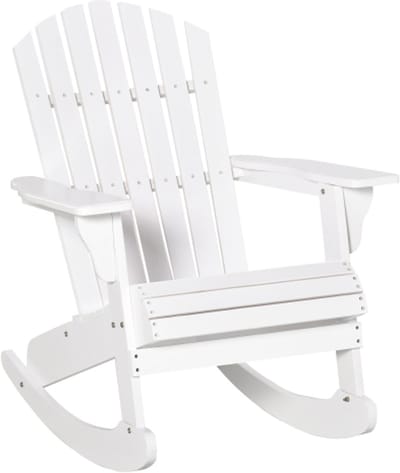 Adirondack tuinstoel, schommelstoel, 77 x 94 x 97 cm, wit, weerbestendig, ideaal voor tuin- en balkonmeubelen