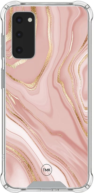 Shockproof hoesje geschikt voor Samsung Galaxy S20 FE - Rose marble - Schokbestendig - Verhoogde randen - TPU case - Extra Sterke Back Cover - Marmer - Transparant, Roze
