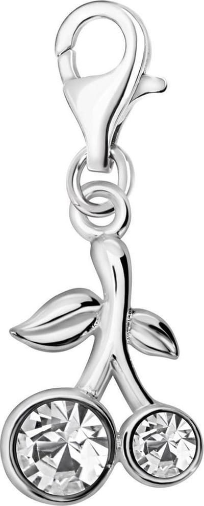 Quiges – 925 - Zilver – Charm - Bedel - Hanger - Zirkonia Kersen - met – sterling - zilver - karabijnslot - geschikt - voor - Bedelarmband HC243