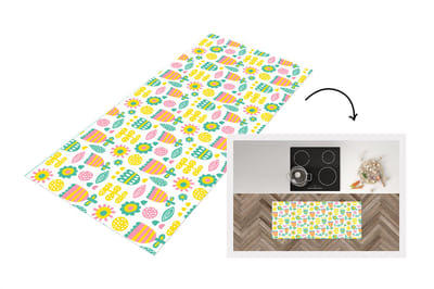 Keukenloper - Loper keuken - Scandinavisch - Bloemen - Lente - Patroon - 120x50 cm - Keukenloper vinyl