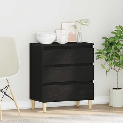 vidaXL - Dressoir - Zwart - Eiken - 60 - x - 35 - x - 70 - cm - Bewerkt - hout