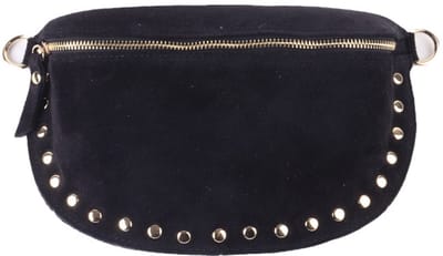 Giuliano lederen schoudertas Alison - Suede - Made in Italy - Zwart