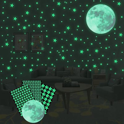 333x Glow in the dark stickers - Sterren en maan - Plafond stickers - Sterrenhemel - Muurstickers - Lichtgevende stickers - Kinderkamer versieren - Decoratie - Lichtgevend - Star and moon - Jonyx
