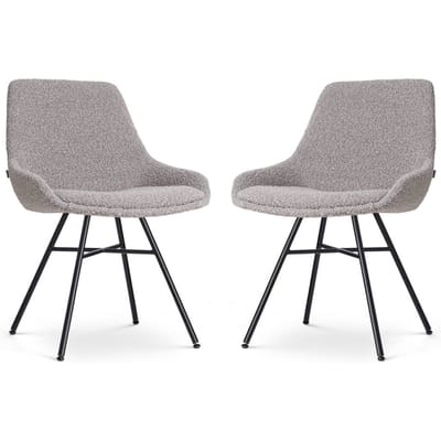 Nolon Noa-Isa Eetkamerstoelen Set van 2 Bouclé Taupe - Stof - Zwart Onderstel - Design - Scandinavisch - Comfortabel
