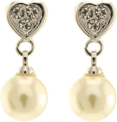 Behave - Dames oorbellen - Zilverkleur parel hartje - Romantisch 2 cm