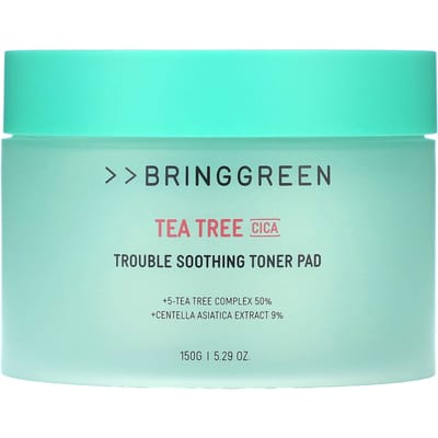 BRINGGREEN Pads Toniques Apaisants Tea Tree Cica pour Peaux à Imperfections 90 Pièces 1ea blue