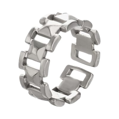 Aramat Jewels - Brede schakel ring - Zilverkleur - dames - Verstelbaar