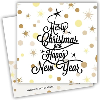 Mystery Card Merry Christmas and Happy New Year - Kaart met geheime boodschap