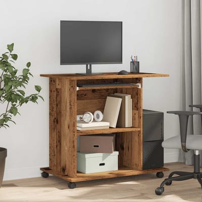 vidaXL - Computerbureau - 80x50x75 - cm - bewerkt - hout - oud - houtkleurig