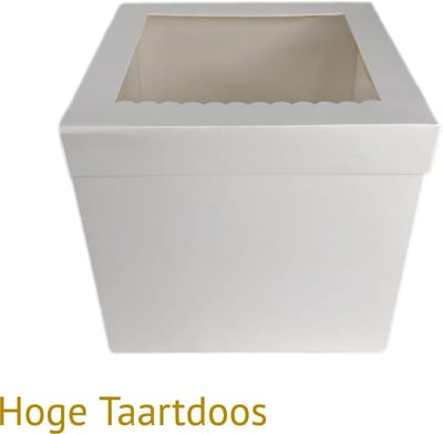 Bakdozen.nl Hoge Taartdoos - Taart Box - Vershouddoos Met Transparante Venster - Sierluifel - Wit - 10 Stuks - 32x32x30 cm