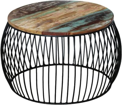 Salontafel Ronde Hout - Bijzettafel Nachtkastje - Woonkamer Decoratie - Handgemaakt Uniek Karakter - Diameter 58 cm - Natuurlijk Hout