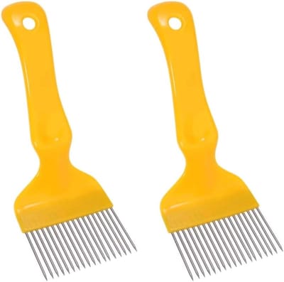 2 Stuks RVS Bijen Ontdoppen Vork - Professionele Bijenteelt Gereedschap voor Honingraat en Bijenkorf Accessoires - 21 Pins Rechtdoor Vork