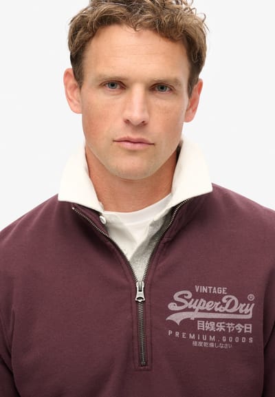 Superdry - Klassieke trui met halve rits en print - Heren - Truien