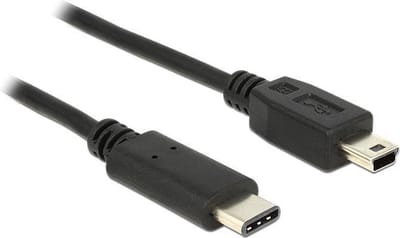 USB Mini B naar USB-C kabel - USB2.0 - tot 3A / zwart - 1 meter