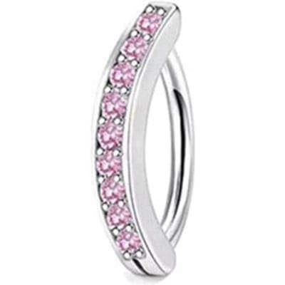 Anneau de nombril en acier inoxydable rose avec longue tige et fleur en cristal CZ pour piercing ombilical pour femmes Bijoux Sexy PLANT&Navel & Bell Button Rings&body