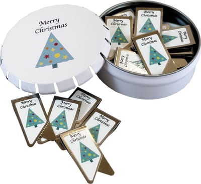 Kerst paperclips | per 25 stuks in een blikje | Totaal 4 blikjes | 100 paperclips