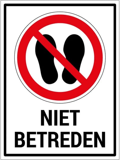 Niet betreden bord met tekst | gecoat dibond materiaal | 20 x 15 cm