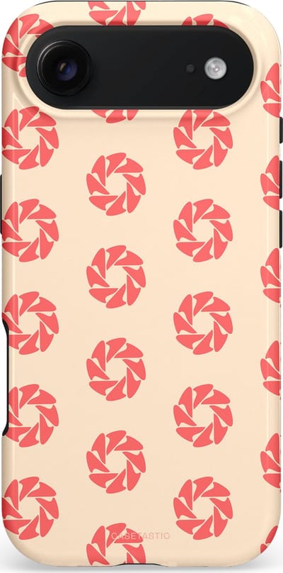Casetastic hoesje geschikt voor Apple iPhone Air - MagSafe - Dubbellaagse bescherming - Peach Bloem Cirkels - Fashion Case - Crème Koraal Perzik