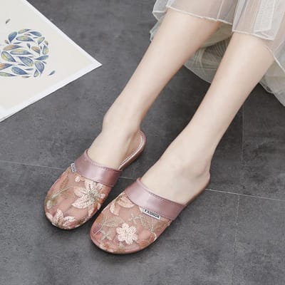 Damessandalen en -slippers voor thuis Zomer antislip kanten huislinnen pantoffels 35